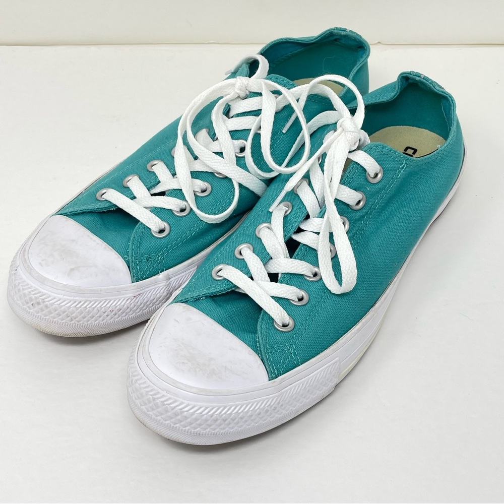 Converse Teal Canvas Low-Top Sneakers with White Accents